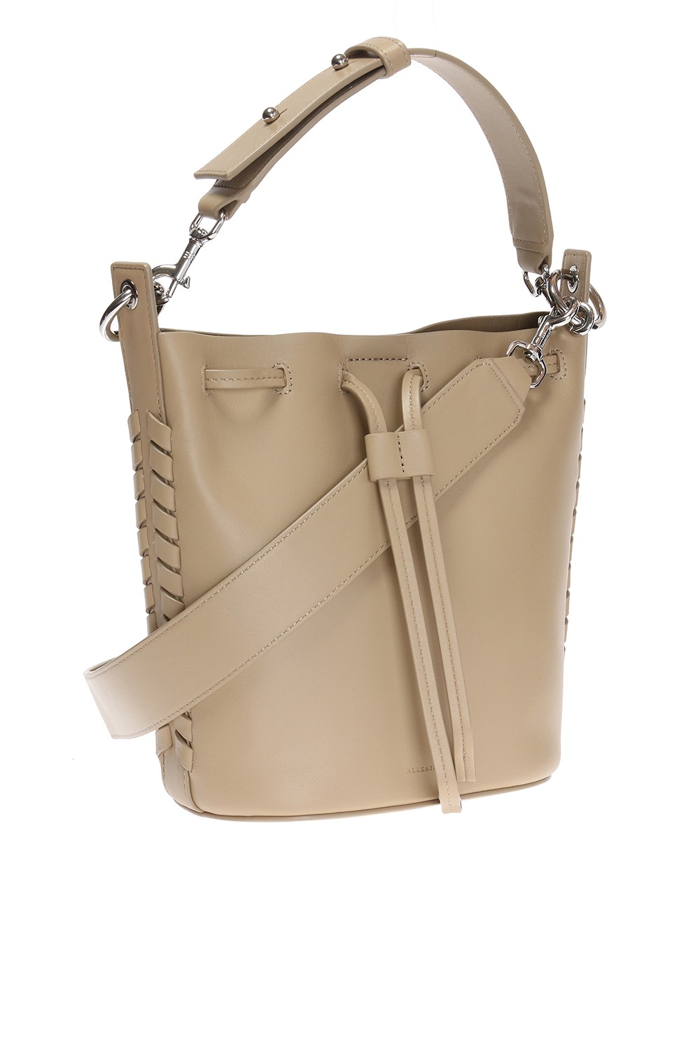 allsaints ray leather bucket bag